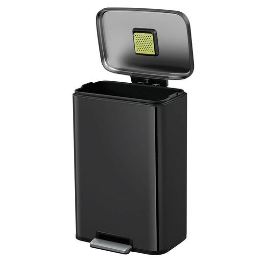 EKO Madison Bote de Basura para Cocina 50 L con Pedal Negro Mate | 50 litros, acabado negro mate, antihuellas dactilares, pedal resistente, cierre suave