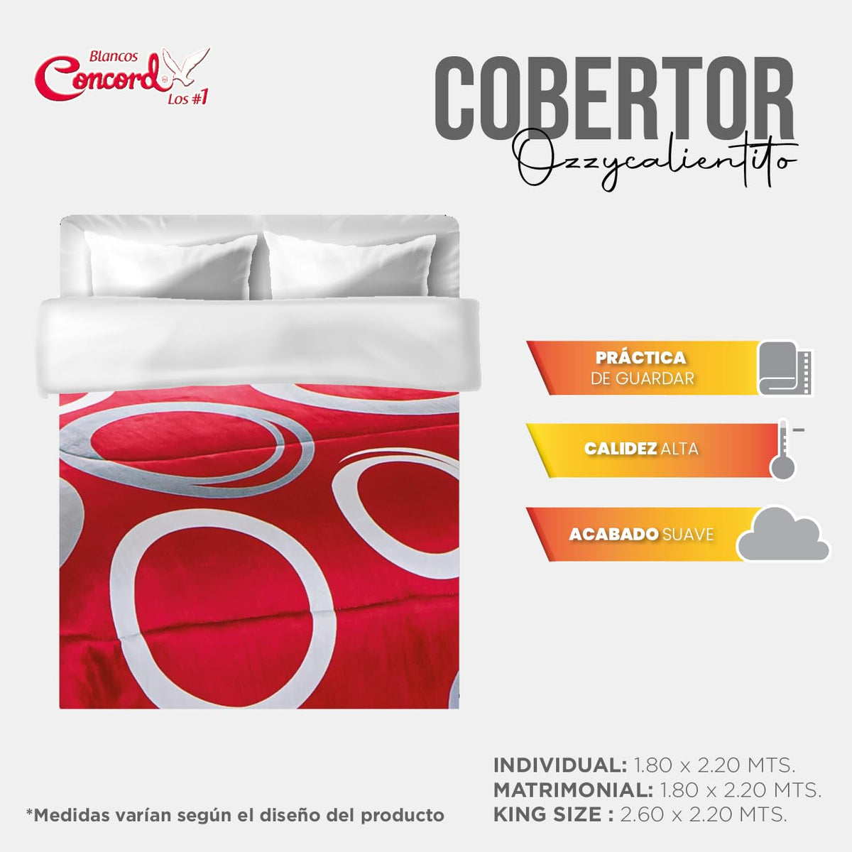 Colchas Concord Cobertor, 100% Poliéster, Manta Cálida y Suave para Cama, Ideal para Invierno, Cobija Cálida de Alta Densidad, Ideal para Noches Frías, 1 Pieza