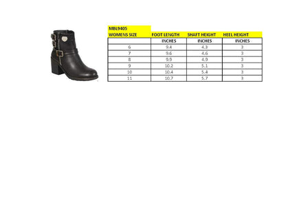 Milwaukee Performance - Motocicleta MBL9405 BLK para mujer, triple hebilla lateral con tacón de plataforma, negro, 8 de EE. UU