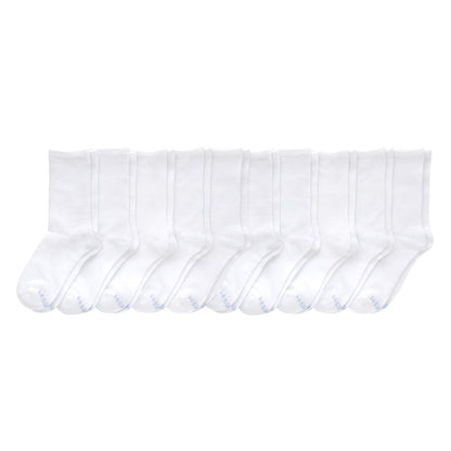 Hanes Uniform Crew Socks, Plain White Crew Socks, Knit Crew Socks for Girls, 10-pairs Calcetines Niñas