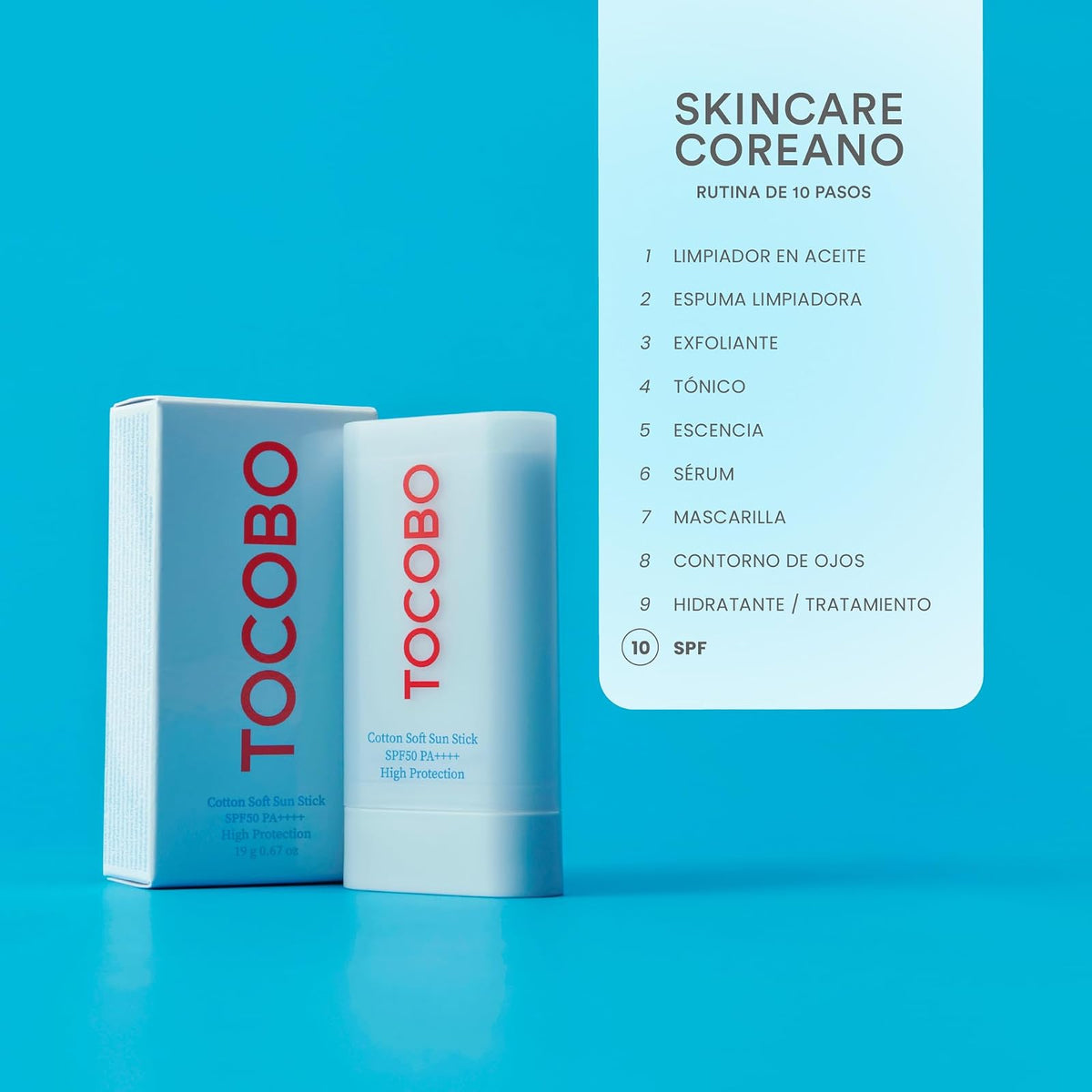 TOCOBO Cotton Soft Sun Stick SPF50+ PA+++ 19 g Barra Solar Suave de Algodón 19 g Barra Solar Facial Vegana con Acabado Mate