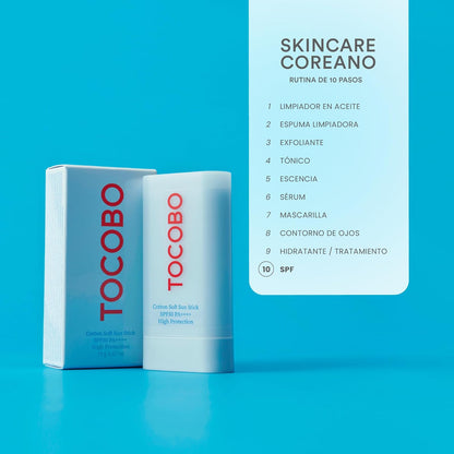 TOCOBO Cotton Soft Sun Stick SPF50+ PA+++ 19 g Barra Solar Suave de Algodón 19 g Barra Solar Facial Vegana con Acabado Mate