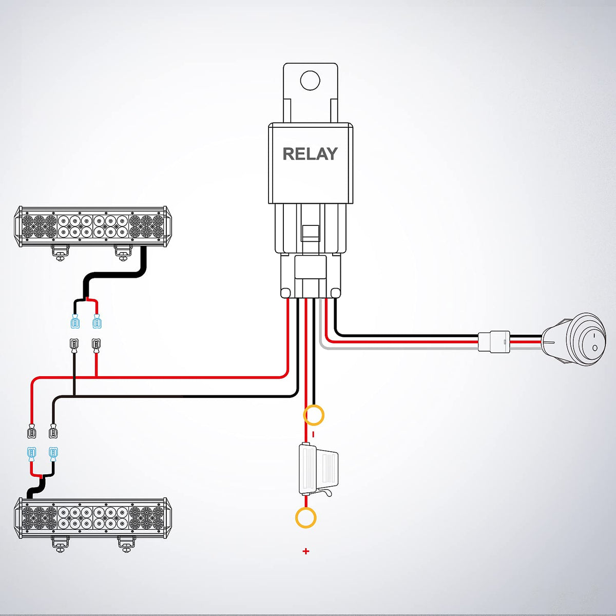 Nilight ni-wa 06 LED barra de luz (af2312 V fusible de 40 amp relé interruptor de encendido/apagado), juego de cables KIT-2 Leads