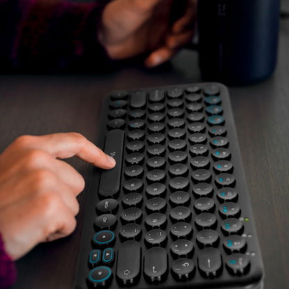 Vorago KBW-400 Teclado Inalambrico Bluetooth Multidispositivos + Wireless Slim Recargable Puerto Carga Tipo C