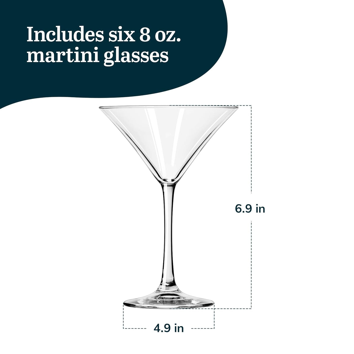 Libbey Entertaining Essentials - Juego de 6 vasos Martini aptos para lavaplatos, vasos Martini de tallo alto para fiestas y más