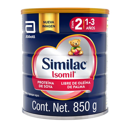 Similac Isomil Etapa 2 Fórmula Infantil sin Lácteos a Base de Soya - 850 g (Paquete de 1)