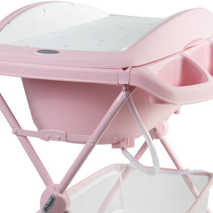 Prinsel | Bañera Multifuncional Onda | Bañera y Cambiador Acolchonado para Bebé | Plegable con Bañera Anatómica | Circulos - Rosa | Manguera de Desagüe | De 0 a 12 meses | Artículos para Bebés - Recién Nacidos
