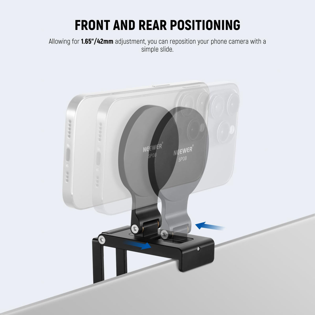 NEEWER Soporte de Cámara Continuidad para Monitor Escritorio,Soporte Magnético Triple Plegable Camera Webcam con Base Tipo Arca,Compatible con MagSafe iPhone iMac Escritorio Mac Portátil Samsung,SP08