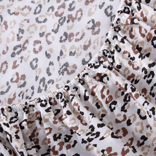 Poppy & Fritz - Juego de sábanas de percal de algodón, crujiente y Fresco, Ligero para decoración del hogar (Leopardo, Individual)