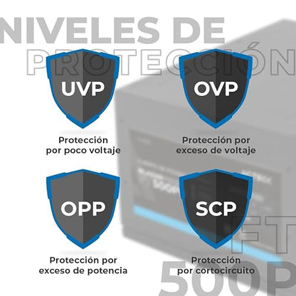 Acteck Fuente de Poder PC 500W Blazar Prime FT500P ATX Negro AC-938143