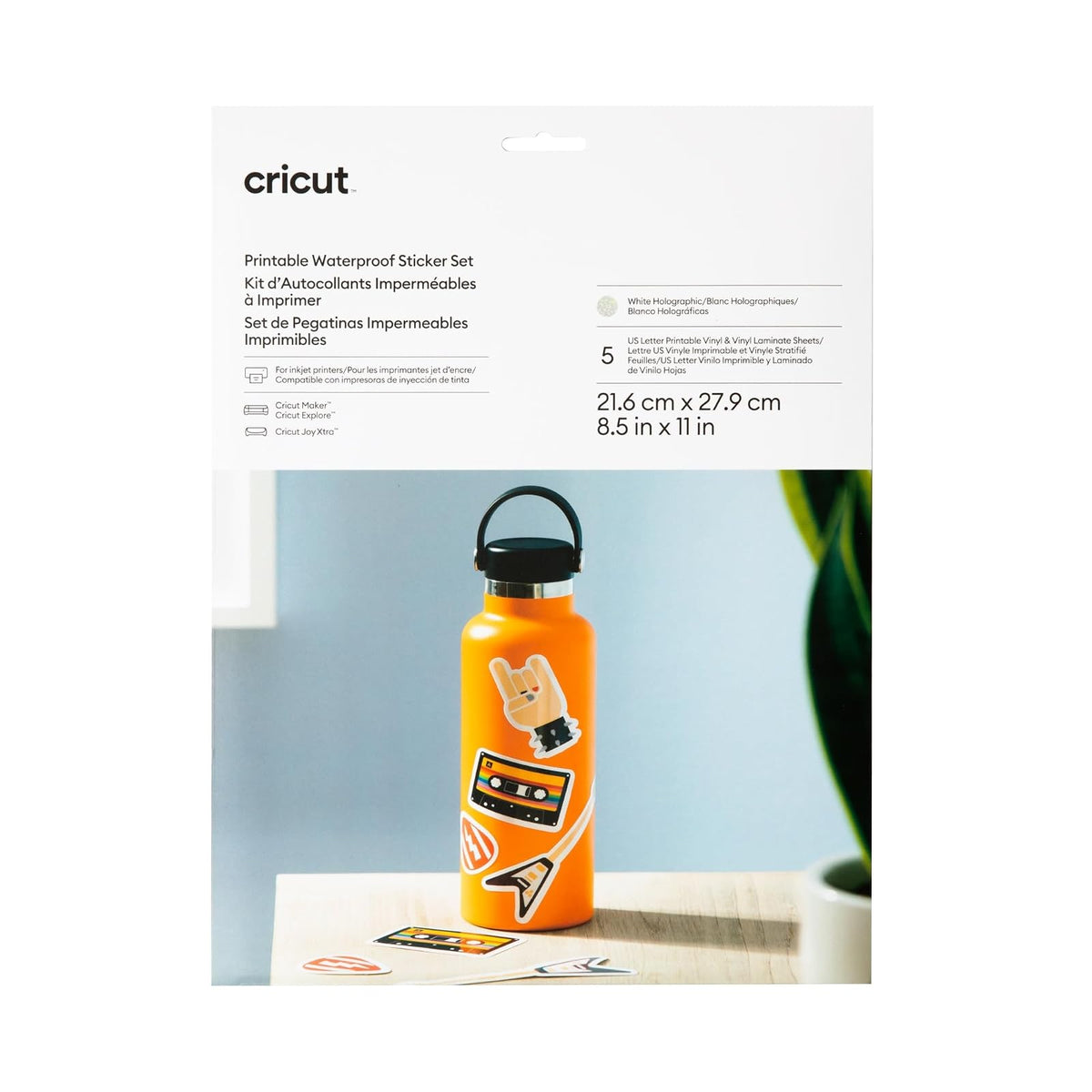 Cricut Pegatinas Imprimibles Impermeables para Impresora - 5 Sheets - Holográfico blanco