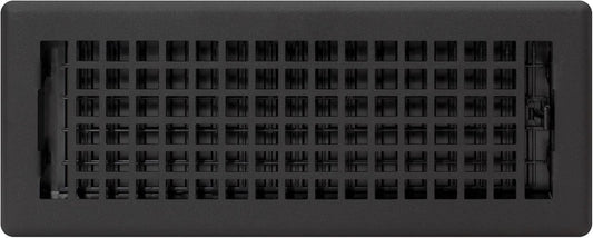 Decor Grates LTH412-BLK - Registro de suelo de celosía, 4 x 12 pulgadas, negro, 3 pies cuadrados