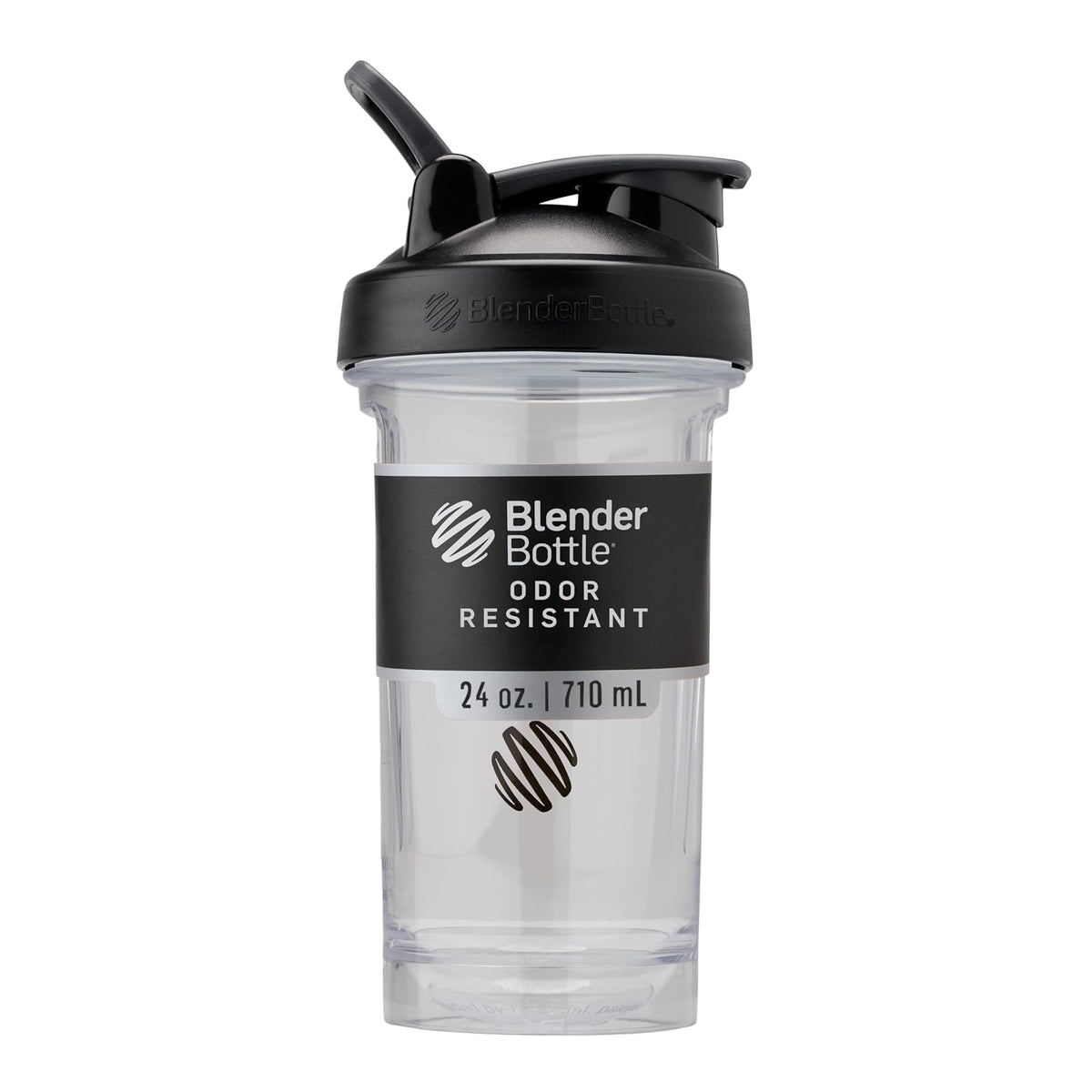 BlenderBottle Pro Series Shaker para Proteína - Negro - transparente - 0.7 Litros - Botella coctelera