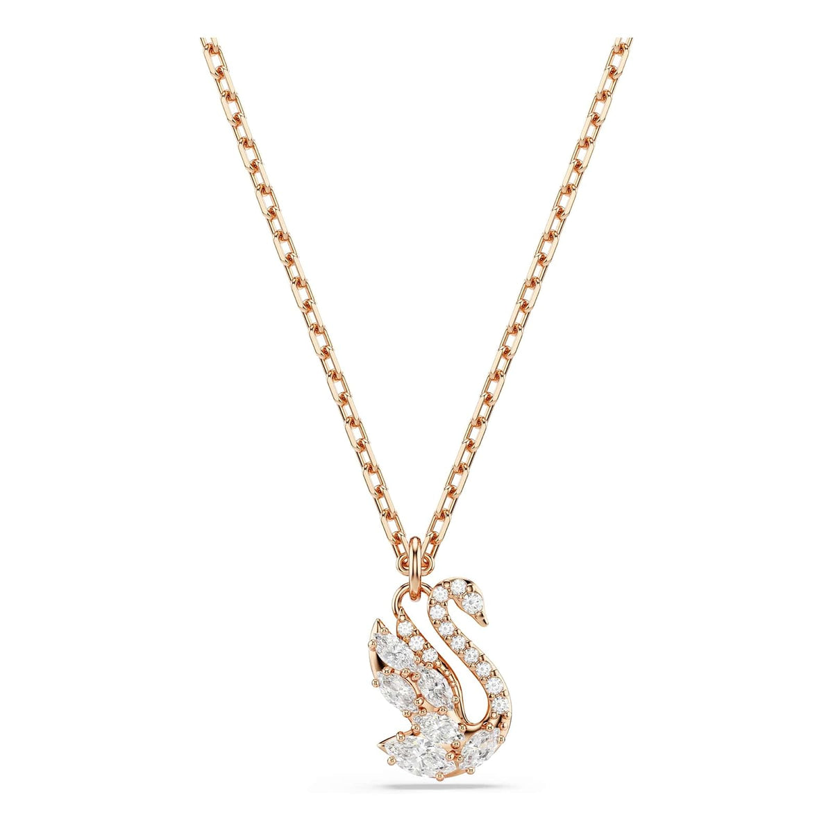 Swarovski Colección Swan, corte mixto, cisne, blanco, chapado en oro rosa