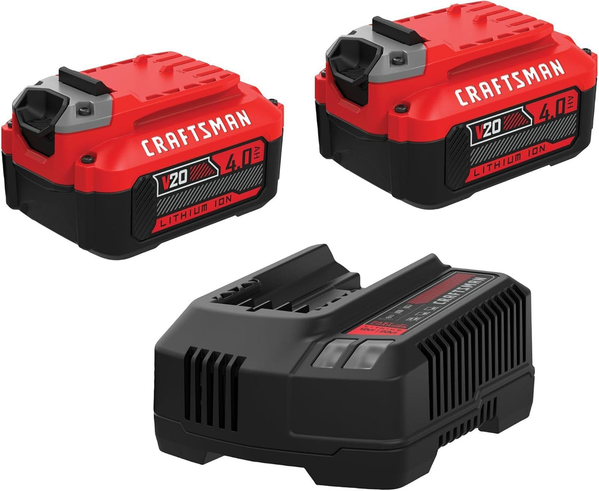 Craftsman Batería 20V 4.0Ah CMCB204-2CK | 2 unidades, iones de litio con cargador, celdas de alto rendimiento