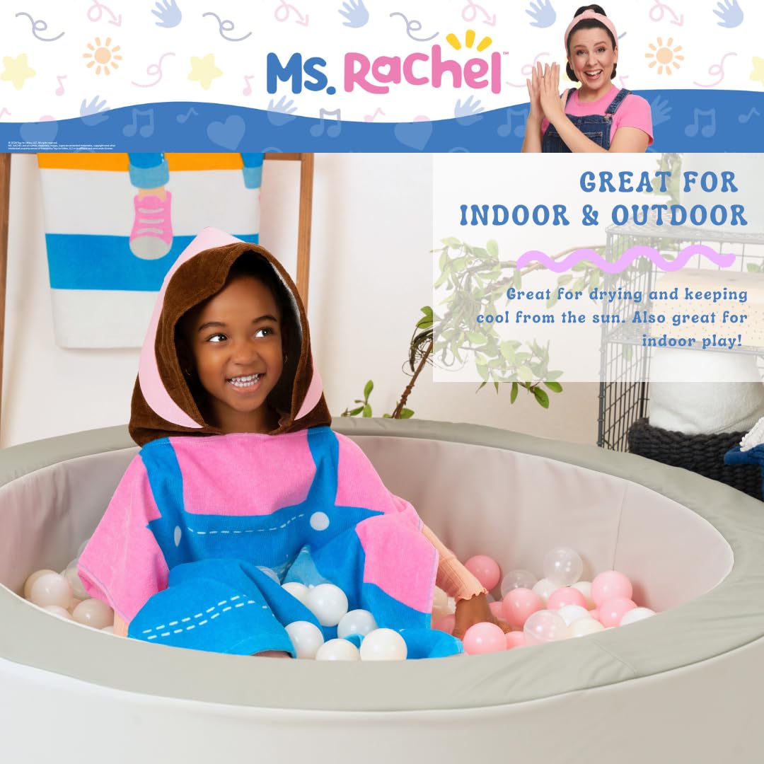 Franco Ms. Rachel - Toalla con Capucha para niños, para Playa, Piscina, baño, Campamento, 24 x 22 Pulgadas, Cubierta de algodón Absorbente, (Producto con Licencia Oficial)