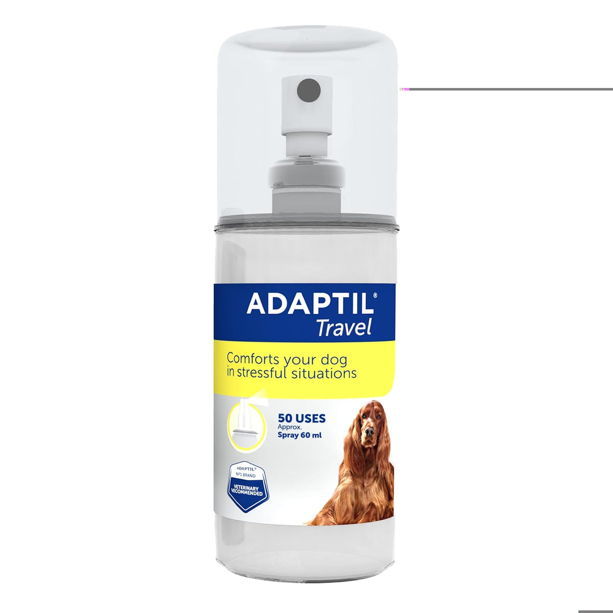 ADAPTIL Spray 60 ml – Calma y Comodidad a los Perros Durante Viajes, visitas veterinarias y Eventos estresantes – The Original D.A.P. Dog Appeasing - Spray de feromonas (60 ml, 1 Unidad)