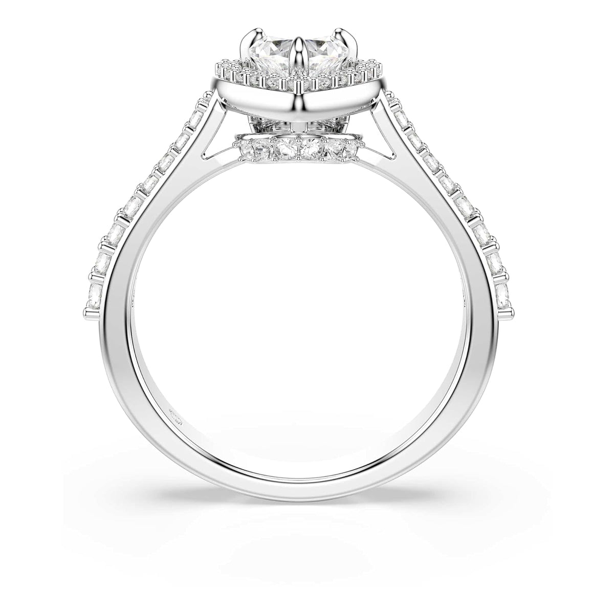 Swarovski Una Angelic Collection - Anillo con diseño de corazón, color blanco, chapado en rodio