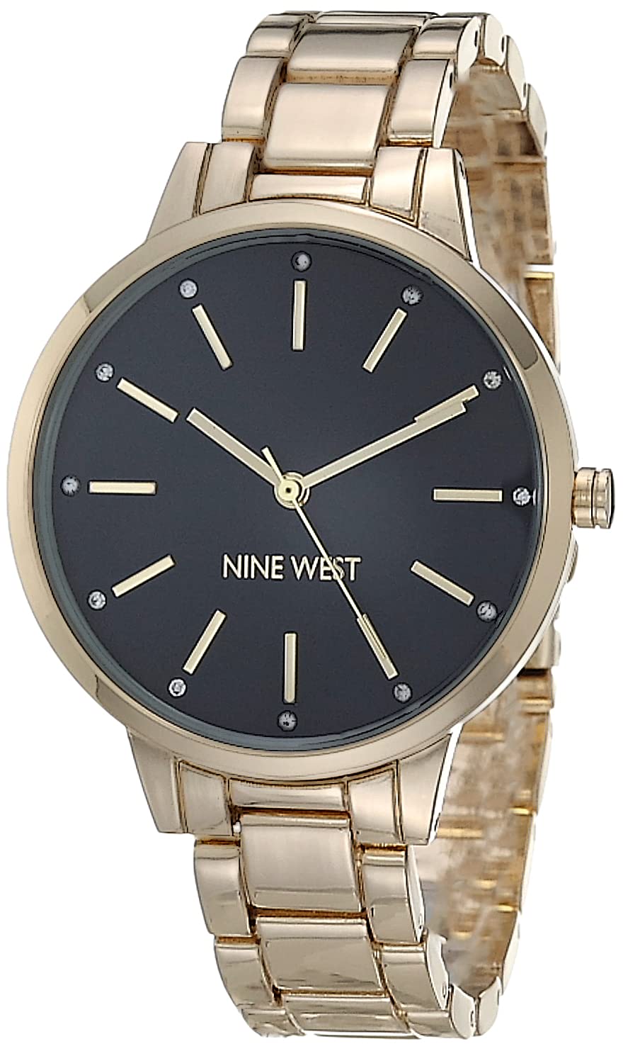 Nine West Reloj Analógico de Metal para Mujer - Dorado - Negro