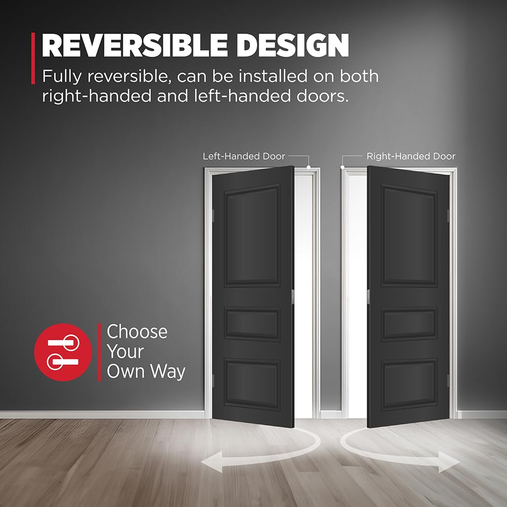 Kwikset Halifax - Manija de puerta de paso interior, palanca para puertas de clóset y pasillo, palanca reversible sin bloqueo, cromo pulido, rosa cuadrada