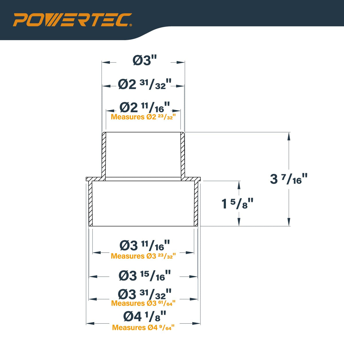 POWERTEC 70145 Reductor de 4 a 3 pulgadas