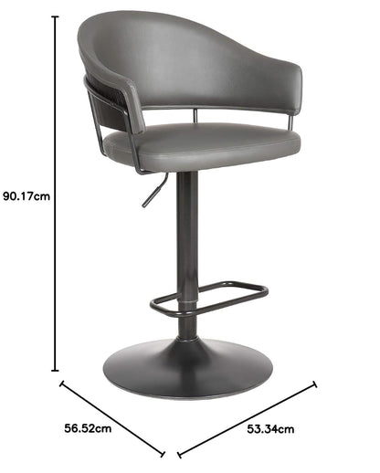 Armen Living Brody Taburete Giratorio de Piel sintética, Ajustable, Gris/Negro