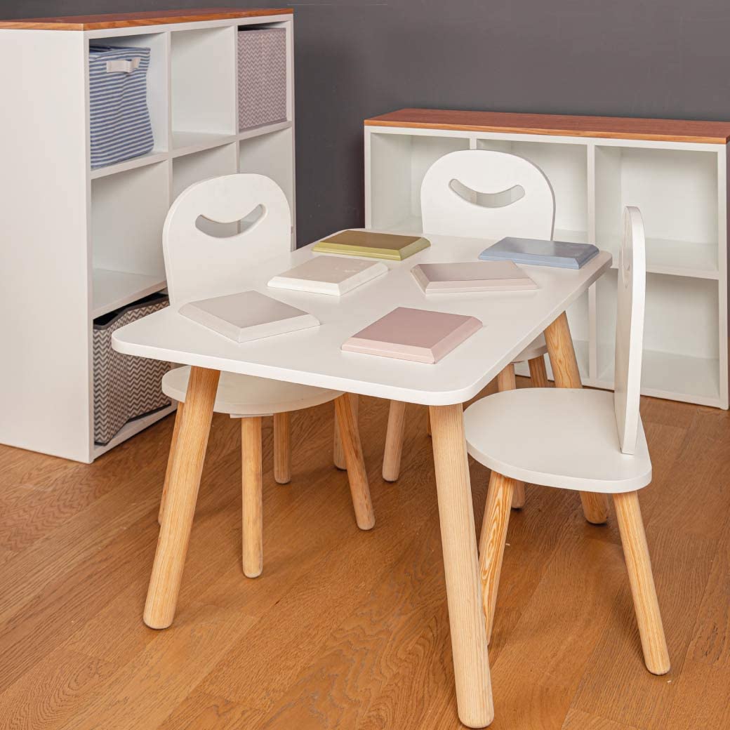 DUDUK Mesa Rectangular Amplia De Madera para Niños Y Niñas (Blanco)