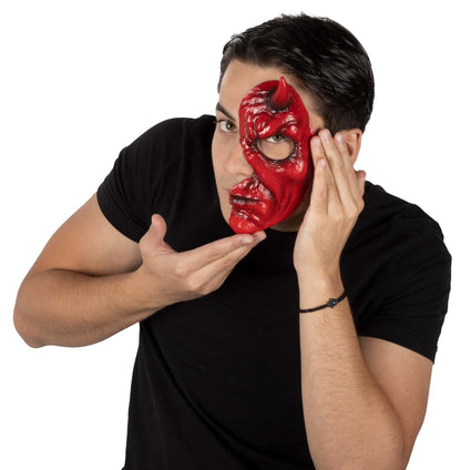 Ghoulish Productions Aplicación de látex Half Mask Devil. Aplicación de Diablo Rojo. Pegatina de Diablo. Ideal para usar en maquillajes de Halloween y caracterizaciones