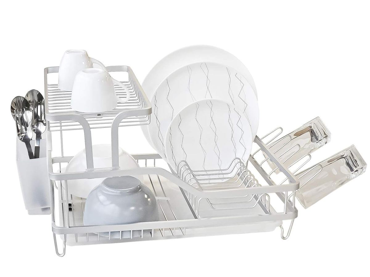 Nuvo 2415-3120 Escurridor Trastes de Aluminio con 2 Niveles con Portacubiertos y Charola
