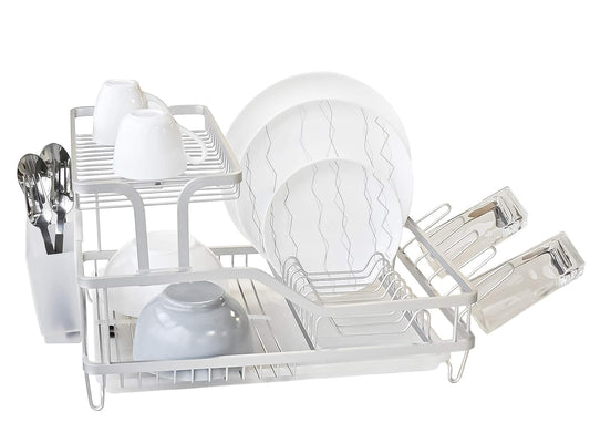 Nuvo 2415-3120 Escurridor Trastes de Aluminio con 2 Niveles con Portacubiertos y Charola