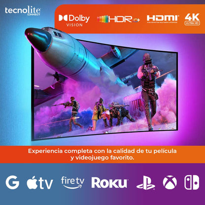 Tecnolite Connect Kit Tira LED de TV Inmersión Inteligente Wi-Fi Sync Box - Luz RGB, Retroiluminación para Pantallas hasta 90'', Gaming, Música, Compatible con Alexa, Google Assistant, Atajos de Siri