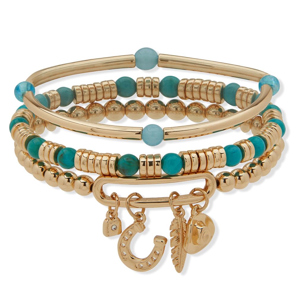 Nine West Box Set Pulsera Dorado Multiniveles para Mujer