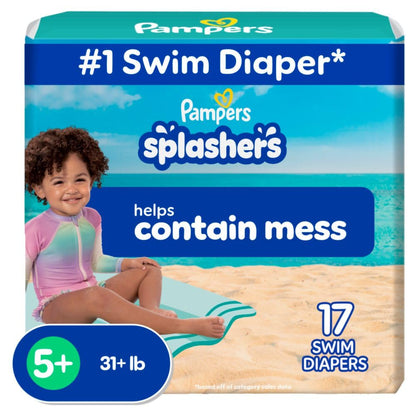 Pampers - Pantalones de natación desechables Splashers, grandes (> 31 libras), 17 unidades