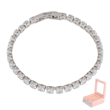 Xyphielle Pulseras para Mujer con Baño de Plata - Pulsera de Circonitas Grandes y - Regalos Elegantes (18cm)