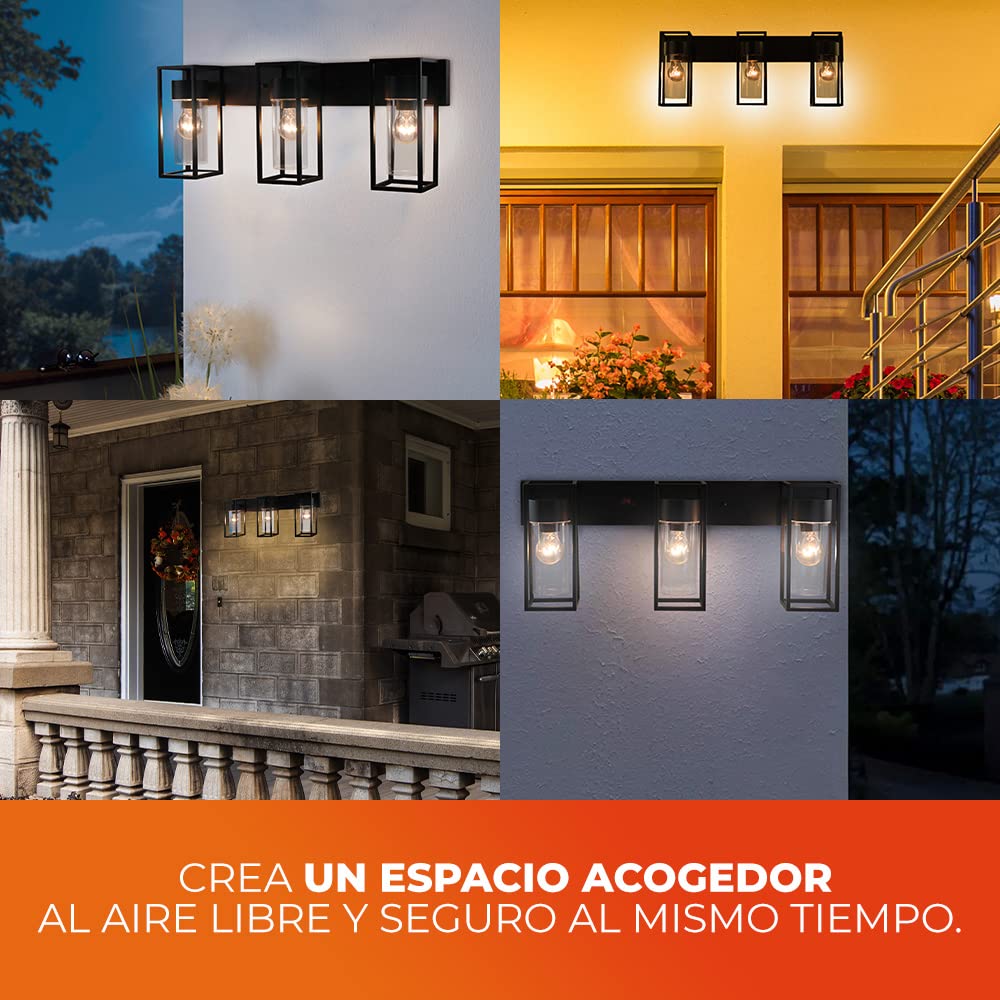 Tecnolite Lámpara de Pared Arbotante Exterior Máx. 180W - 3 Bases E27, IP44, No incluye focos, Compatible con focos A19