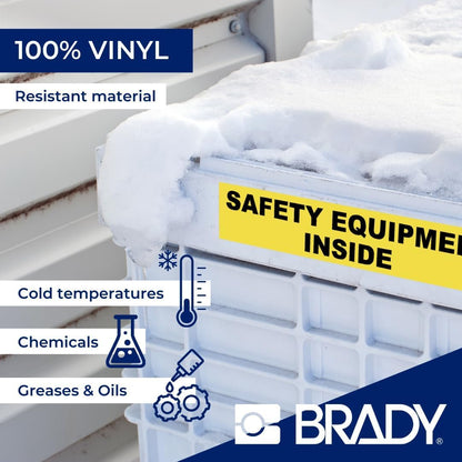 Brady Authentic (M4C-500-595-WT-BK) Etiquetas de vinilo para todo tipo de clima, 0.5 pulgadas de ancho x 25 pies, negro sobre blanco. Para uso con impresoras de etiquetas BMP41, BMP51, M410, M510 y