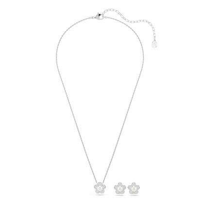 Juego de collar y arete de Swarovski x Ariana Grande, acabado rodio, colección oficial de joyas Ariana Grande