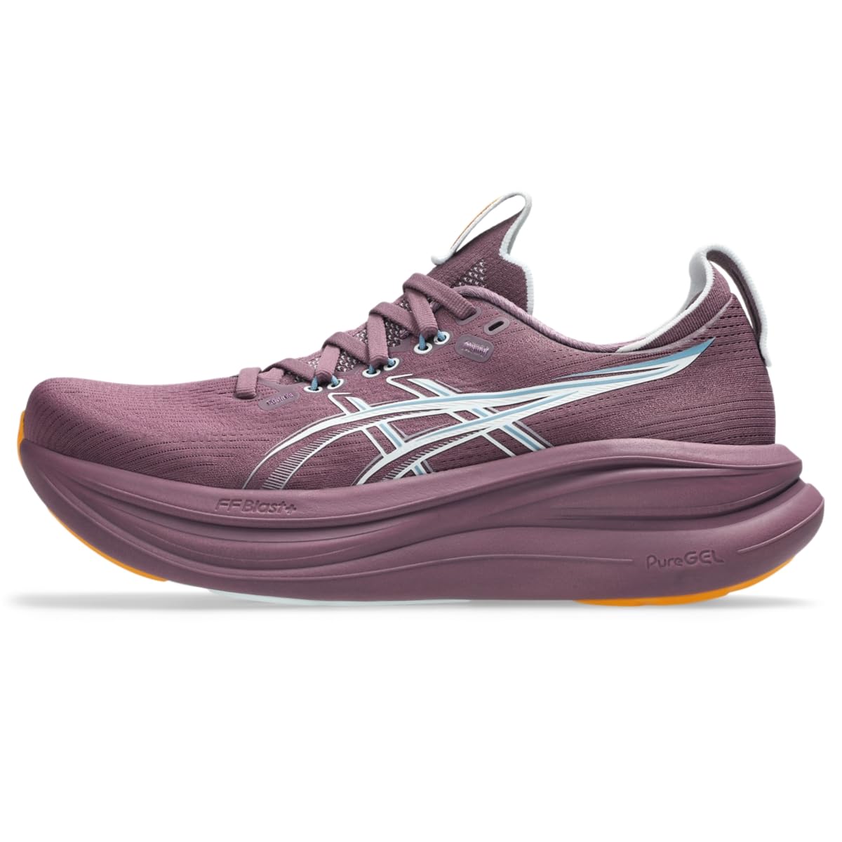 Asics Gel-Nimbus 28 - Tenis de Correr para Mujer | Zapatos para correr de carretera - 22.5 cm - VELVET PURPLE - ARCTIC BLUE