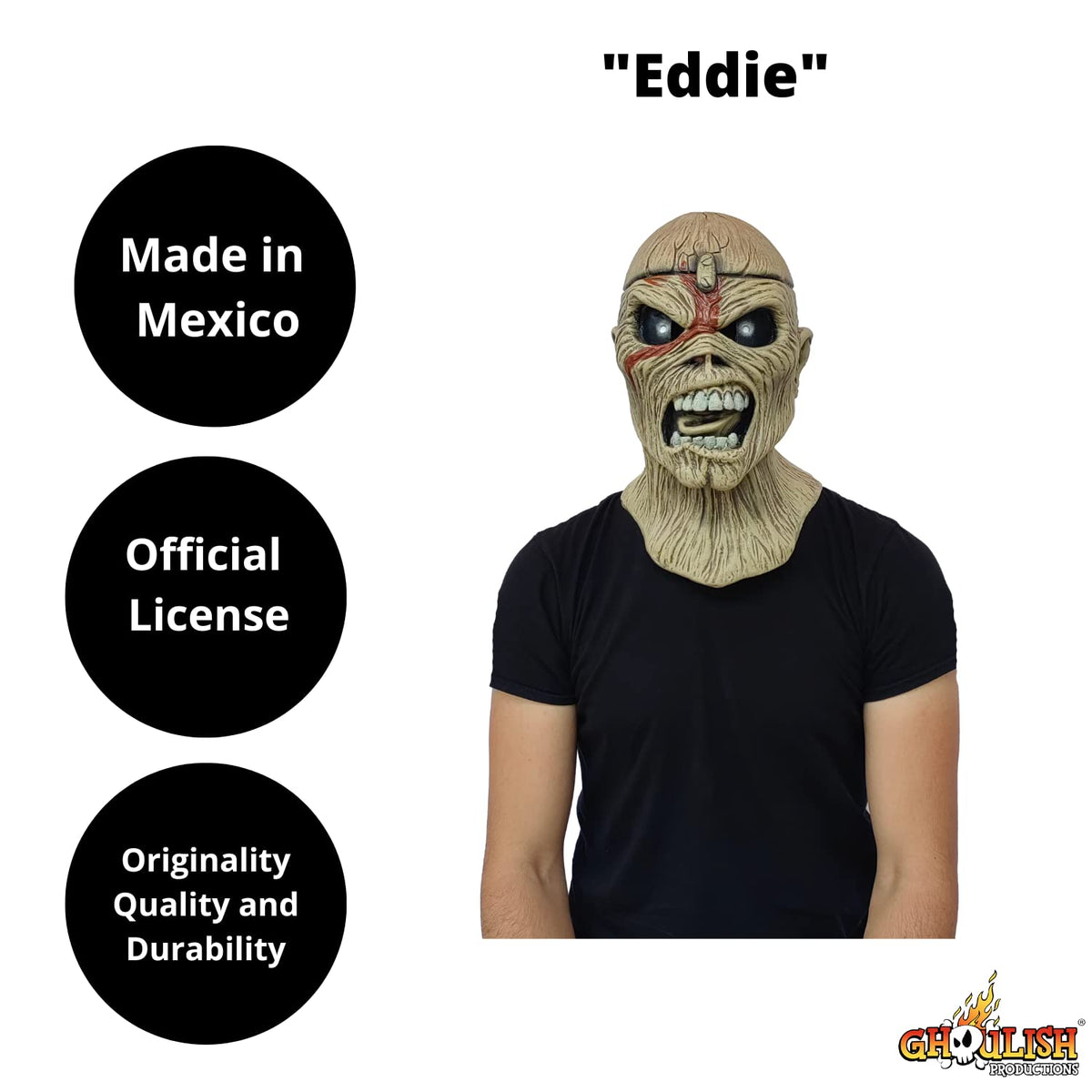 Piece of Mind, Máscara Original de Eddie de Iron Maiden, Máscaras Ideales para fanáticos del Heavy Metal y Halloween