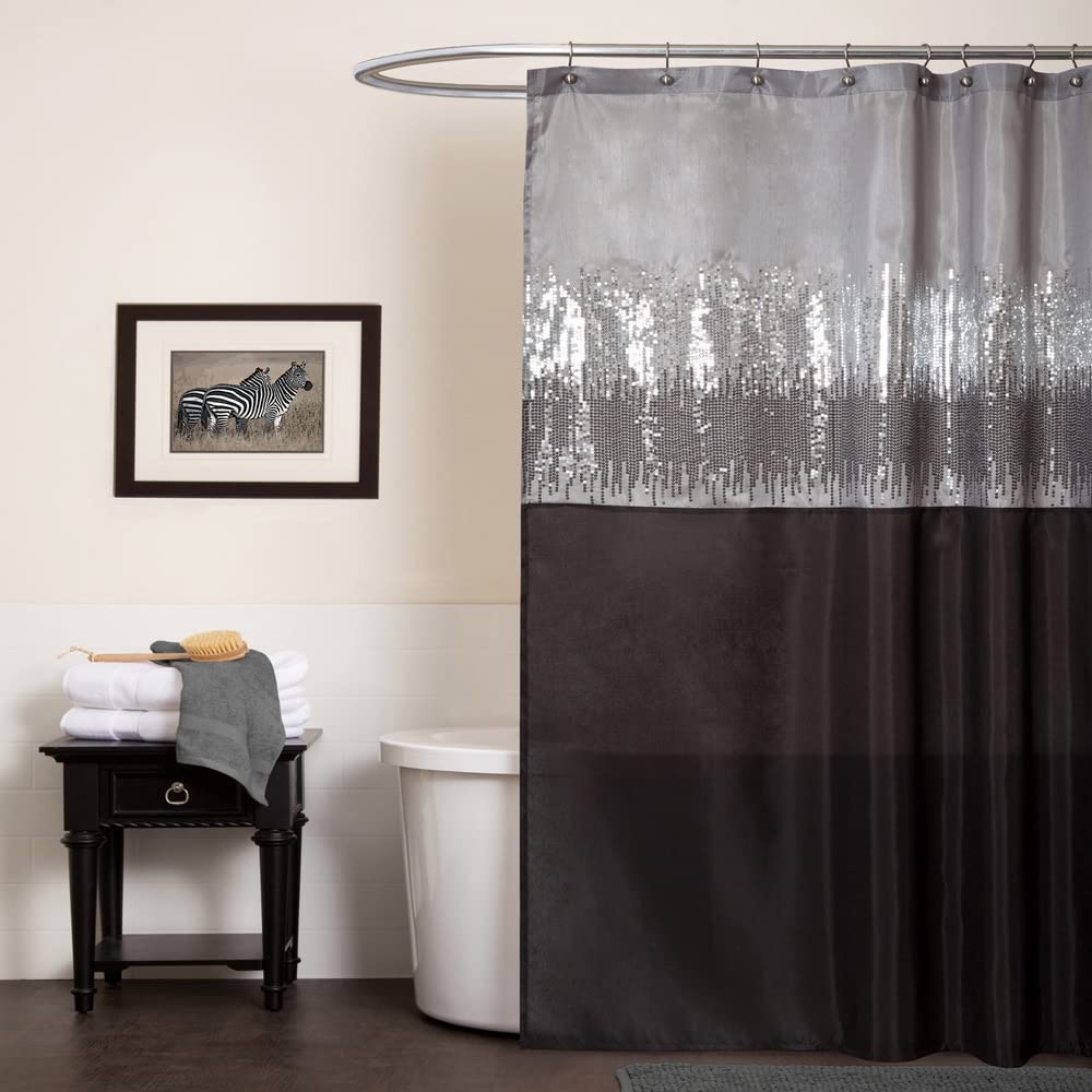 Lush Decor Night Sky - Cortina de Ducha, 72 x 72 Pulgadas, Color Negro