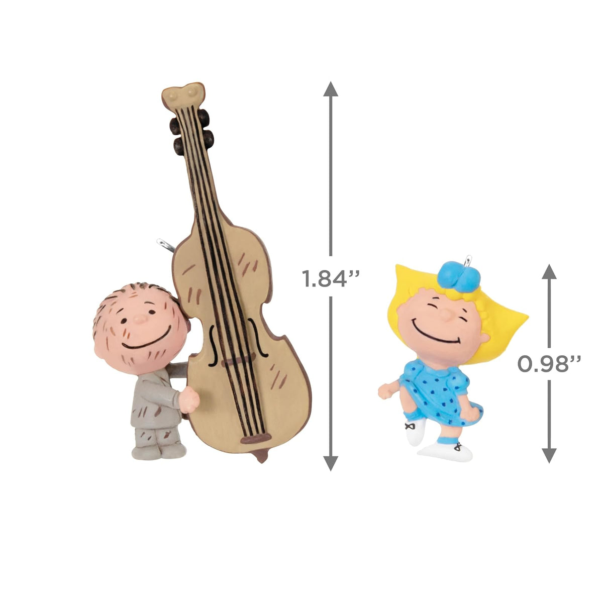 Hallmark - Mini Adornos de Navidad 2024, The Peanuts Gang Sally and Pigpen, Juego de 2, Regalos para fanáticos de los Cacahuetes