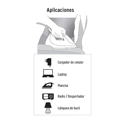 Volteck ED-8B, Extensión eléctrica doméstica, 8 m, blanca