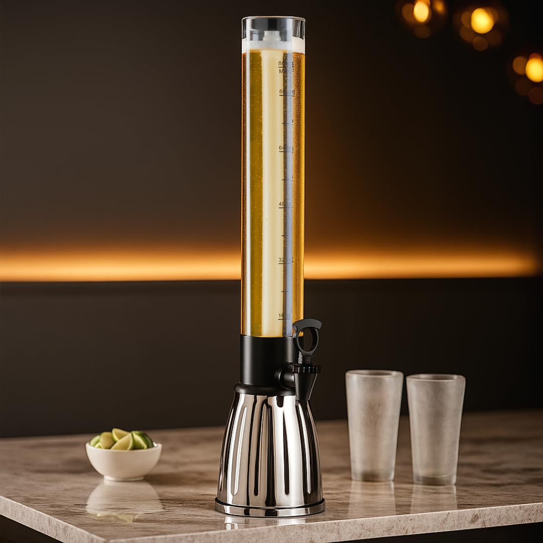 Oggi Dispensador de torre de cerveza con espiga EZ-Pour de 2.75 cuartos de galón, negro