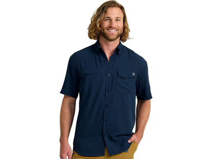 HUK Tide Point Camisa Manga Corta con Botones para Hombre - Academia Naval - G