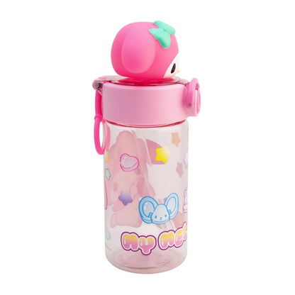 Funkids - Botella de plastico para agua con figura 3D para niña de My Melody de 500ML, botella escolar con popote.