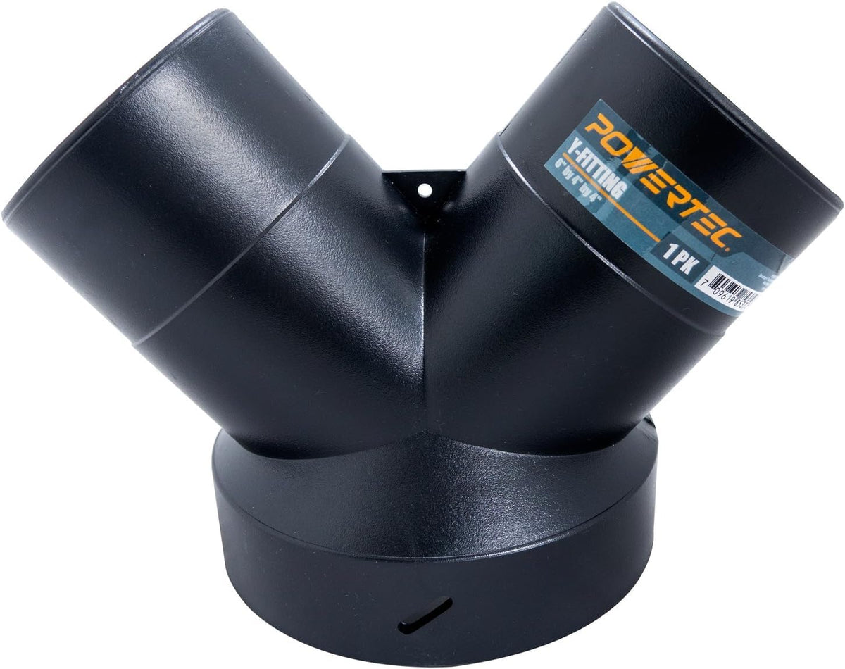 POWERTEC 70189 - Colector de polvo en Y | Reductor de manguera de 6 a 4 pulgadas para sistema de recogida de polvo para carpintería