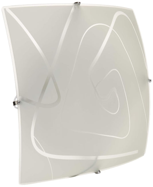 MAXXI MX-PF8022 Lámpara de Techo Plafón Cuadrado Vidrio Mate, E26, 29 cm