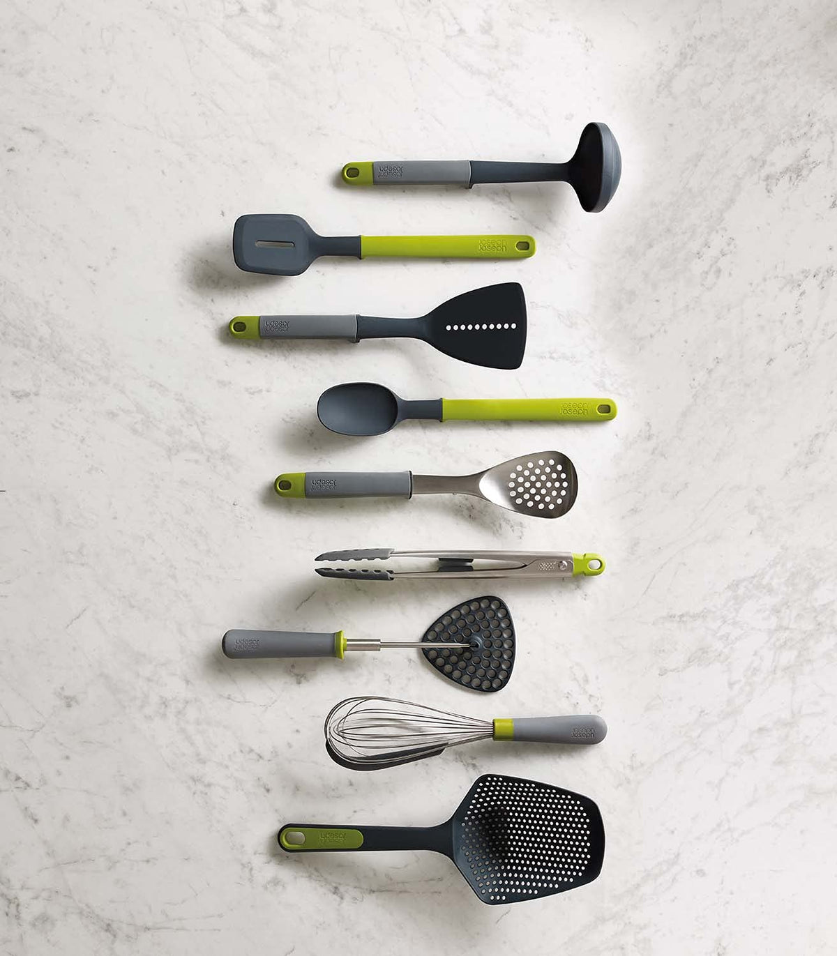Joseph Joseph 10161 Delta Folding Potato Masher Stores Flat Space Saving Locking One-Size Gray/Green