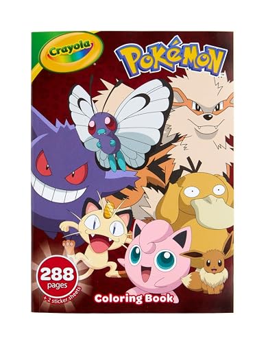 Crayola - Libro para Colorear Pokémon, 288 Pgs, páginas para Colorear Pokémon y Pegatinas, Regalo para niños, de 3, 4, 5, 6 años