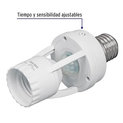 Volteck POSE-360 Portalámpara con sensor de movimiento, Color blanco